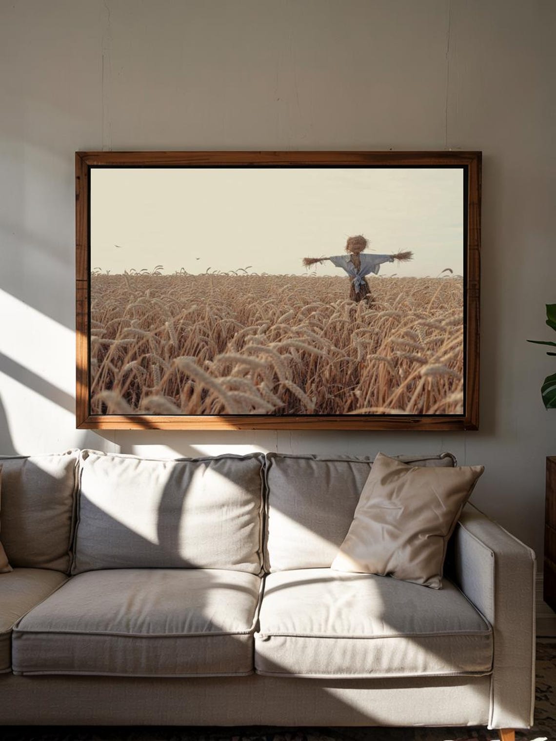 Golden Wheat Field Scarecrow Rustic Harvest Landscape Poster