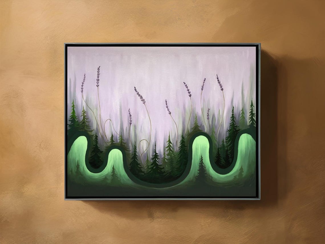 Ethereal Green Forest With Lavender Dreamy Fantasy Nature Poster - Image 3