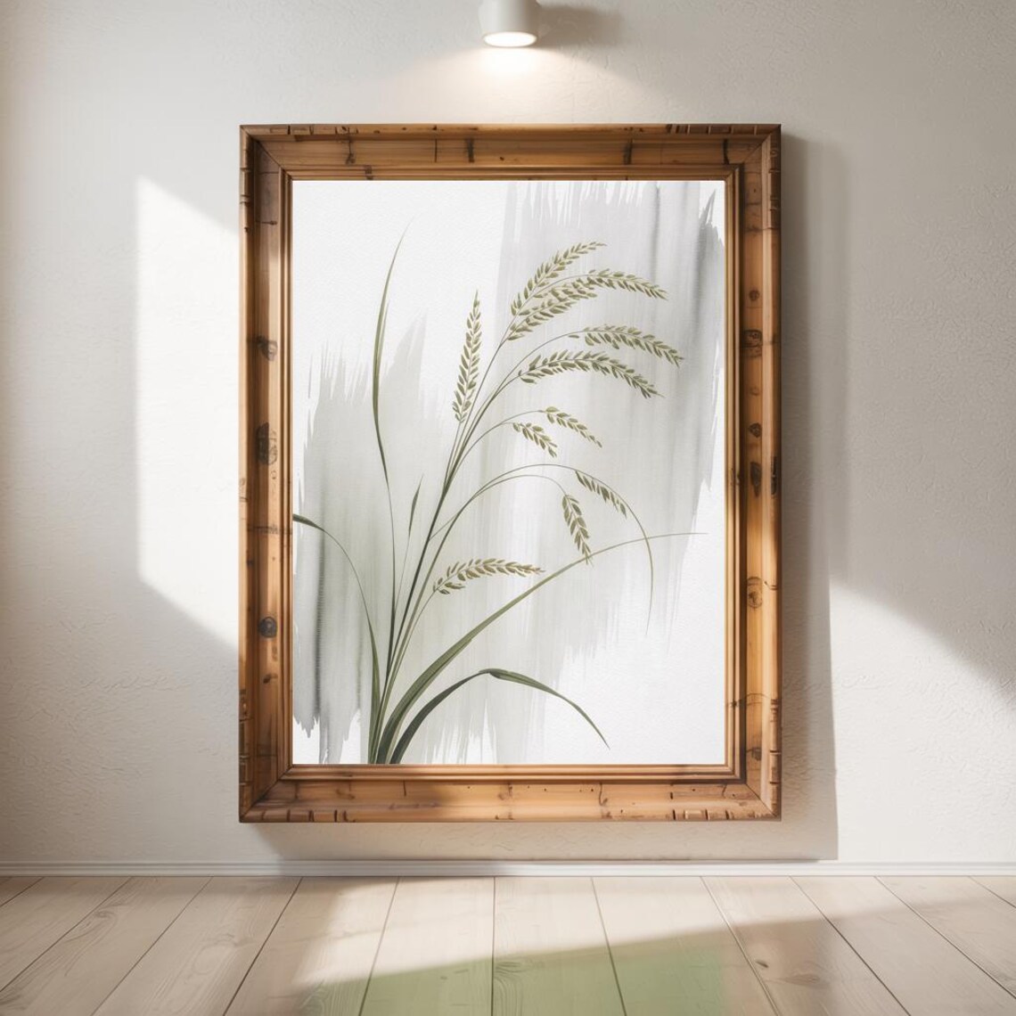 Graceful Wheat and Grass Stems Minimalist Botanical Watercolor Poster - Image 3