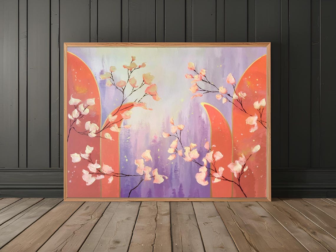 Dried Cherry Blossom Flakes Minimalistic Art Print Nature Decor Wall Room