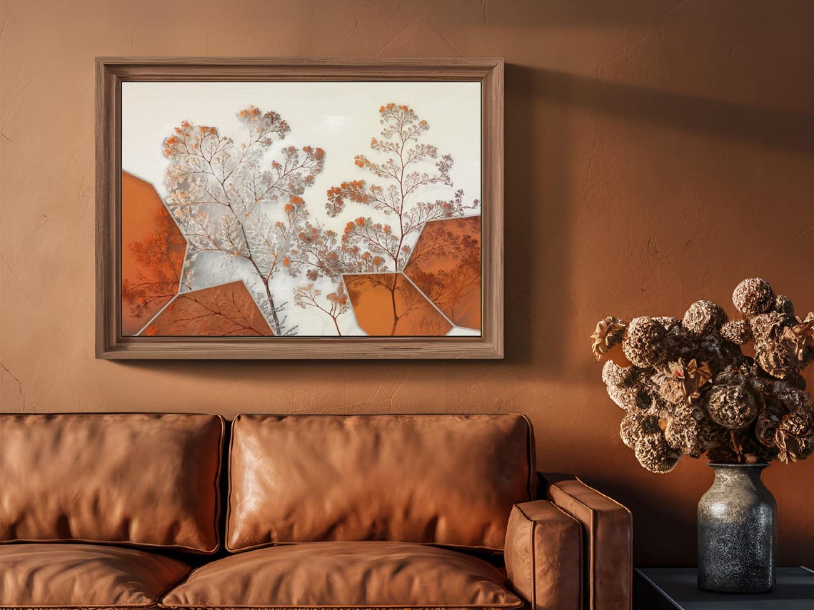 Delicate Branch Amber Glass Geometric Botanical Minimal Art Print - Image 2