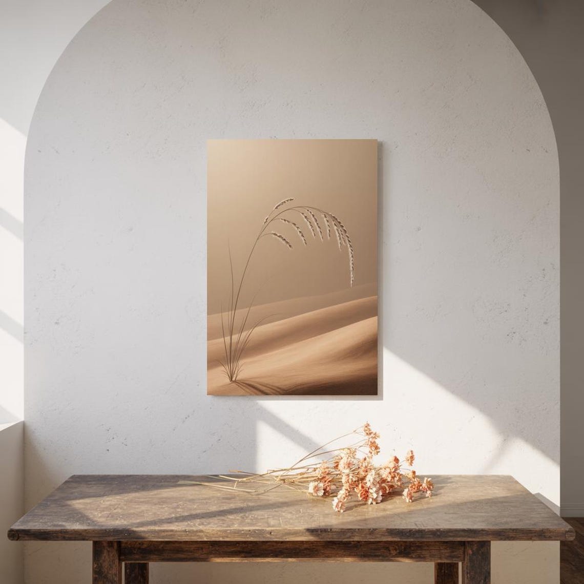 Desert Grass Minimalist Soft Sand Tones Serene Nature Wall Art - Image 2