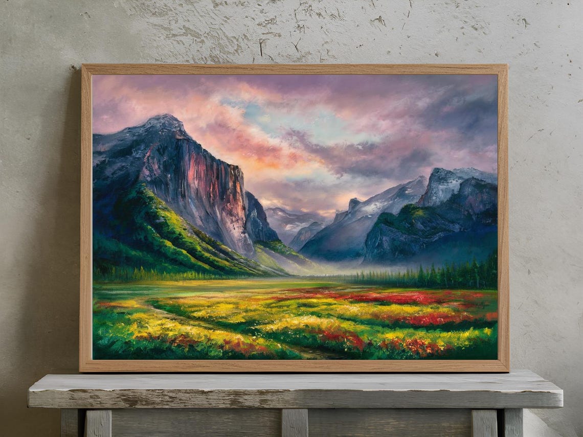Mountain Fields Nature Art Print Decor Wall Room