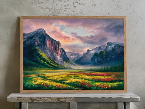 Mountain Fields Nature Art Print Decor Wall Room