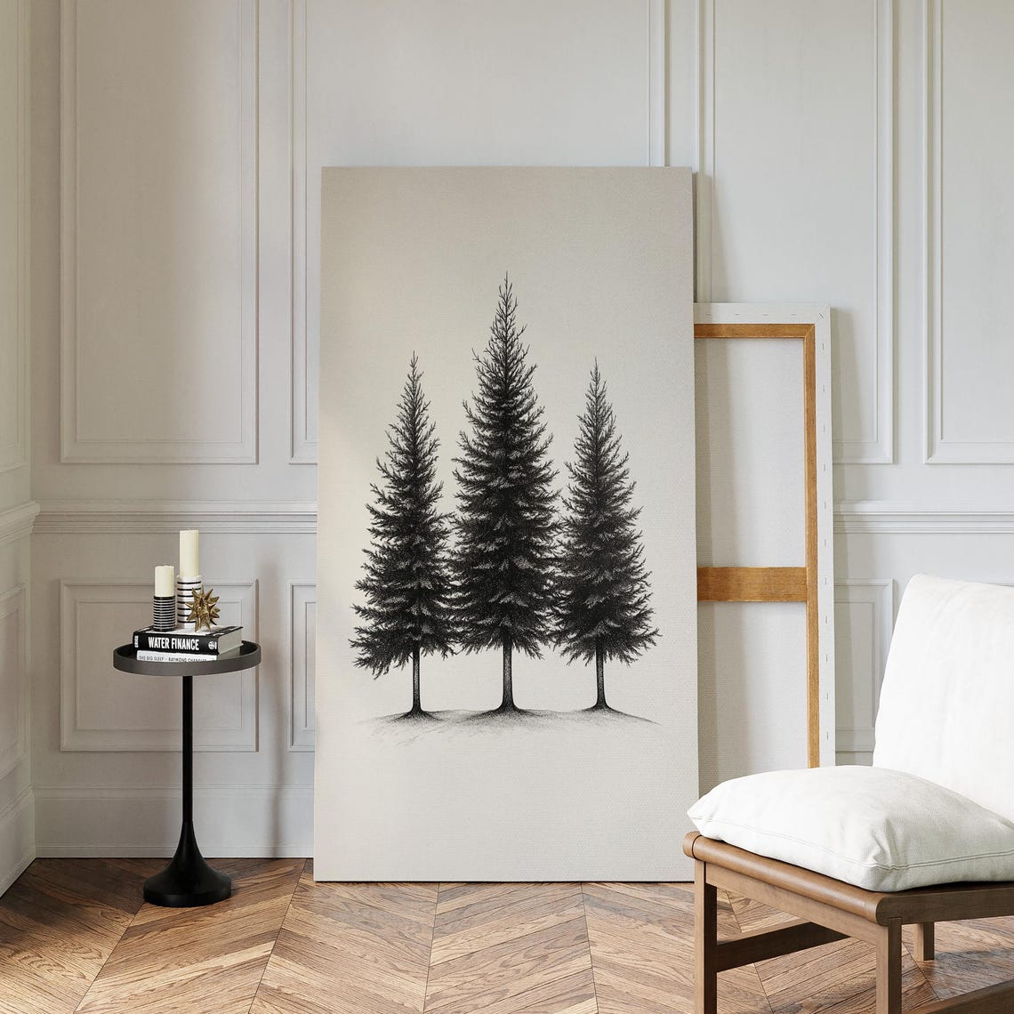 Minimalist Pine Tree Art Print Hand Drawn Evergreen Forest Illustration Black And White Nature Wall Decor