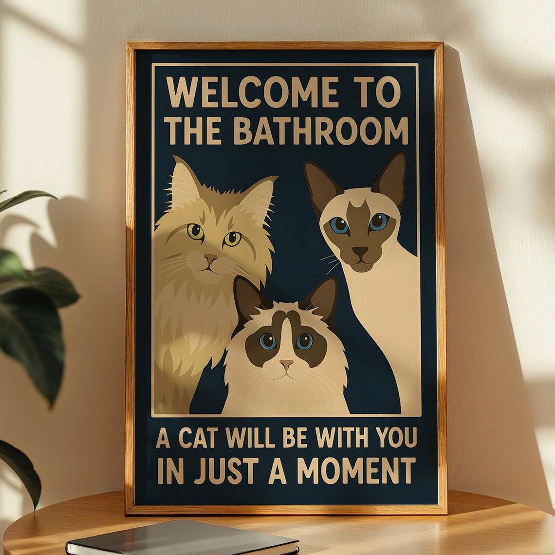 Welcome To The Bathroom Print Poster Funny Cat Wall Art Lovers Gift Vintage Home Decor Siamese