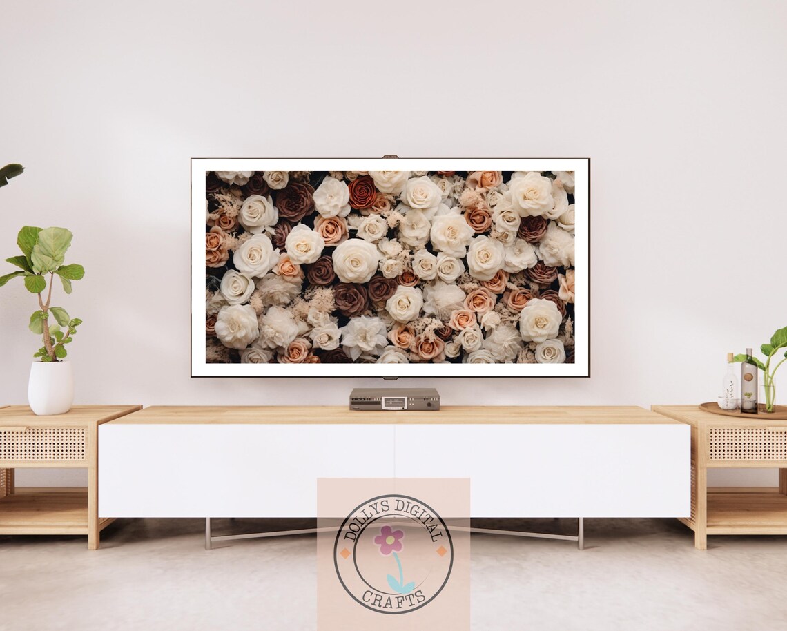 Cream Blush Rose Wall Dense Floral Garden Luxury Art Poster Home Decor - Image 2