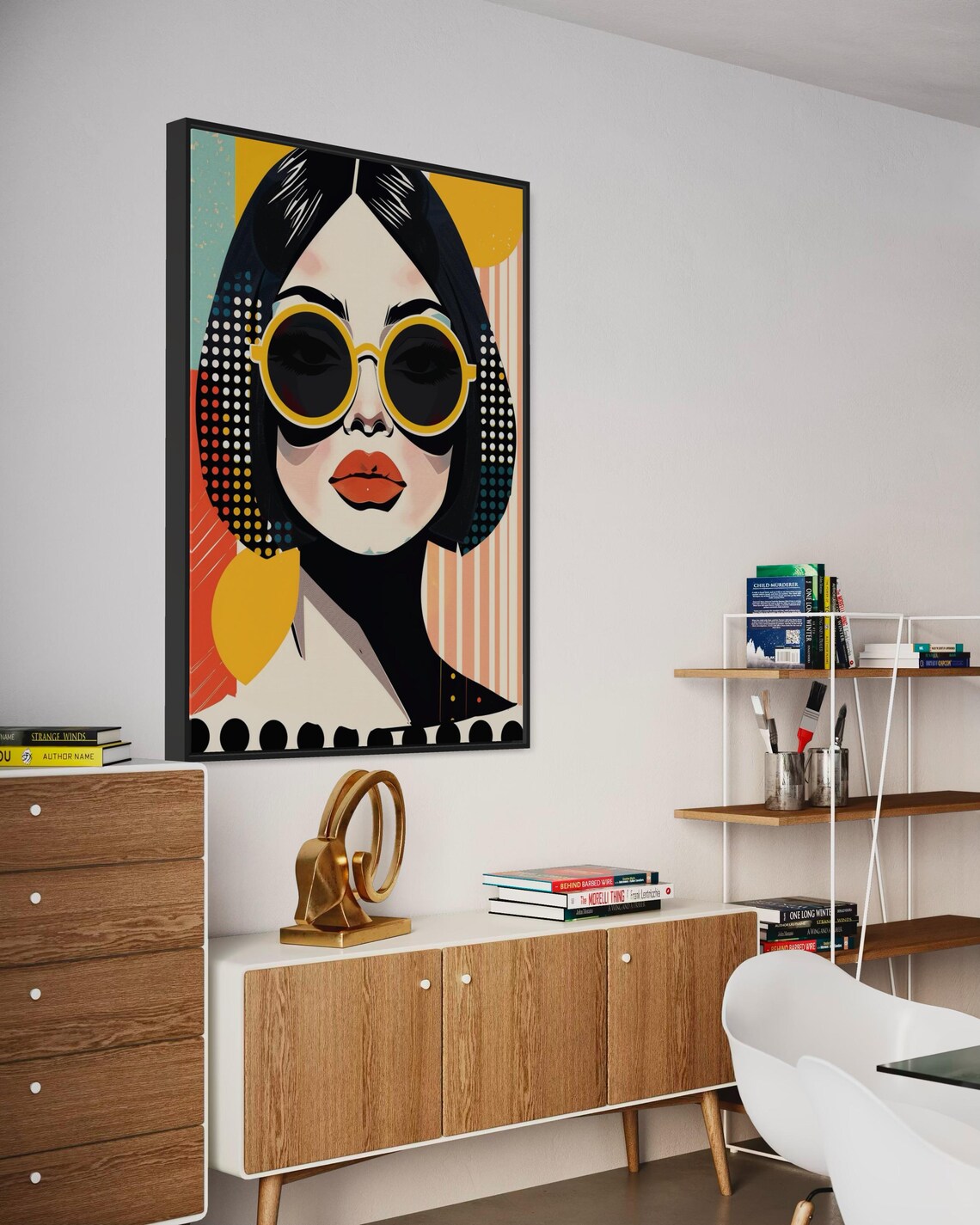 Retro Pop Art Woman Portrait Yellow Sunglasses Bold 70s Style Poster - Image 5