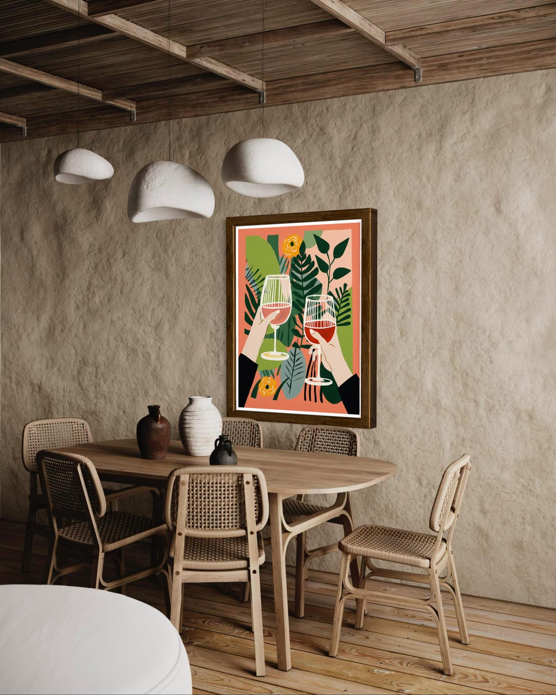 Cheers Wine Toast Botanical Illustration Tropical Kitchen Poster - Image 4