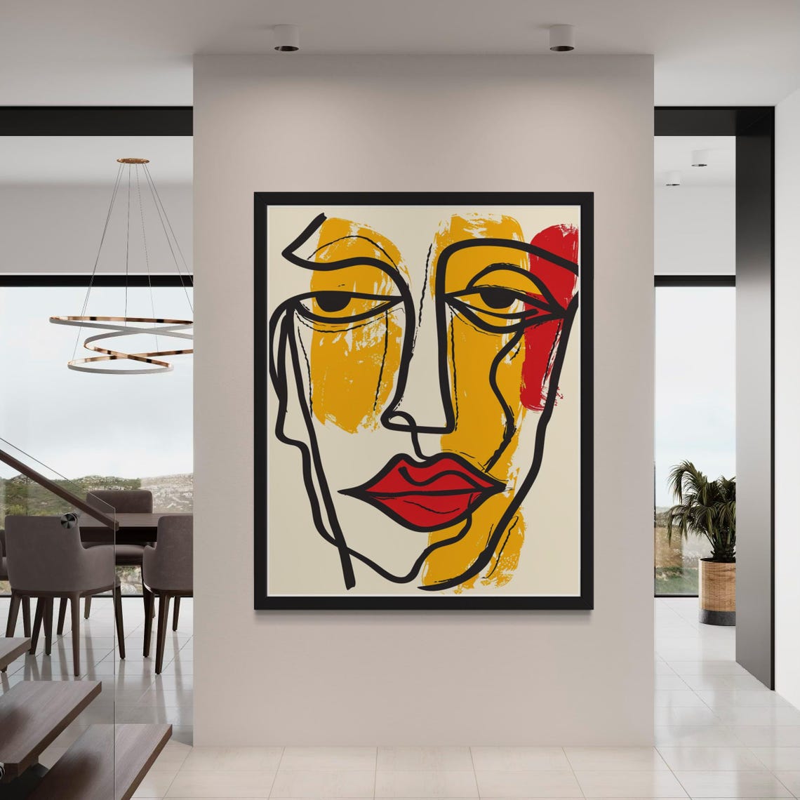 Abstract Face Line Drawing Art Print Minimal Illustration Modern Picasso Inspired Artwork Boho Gallery Wall Art Home Decor - Image 6