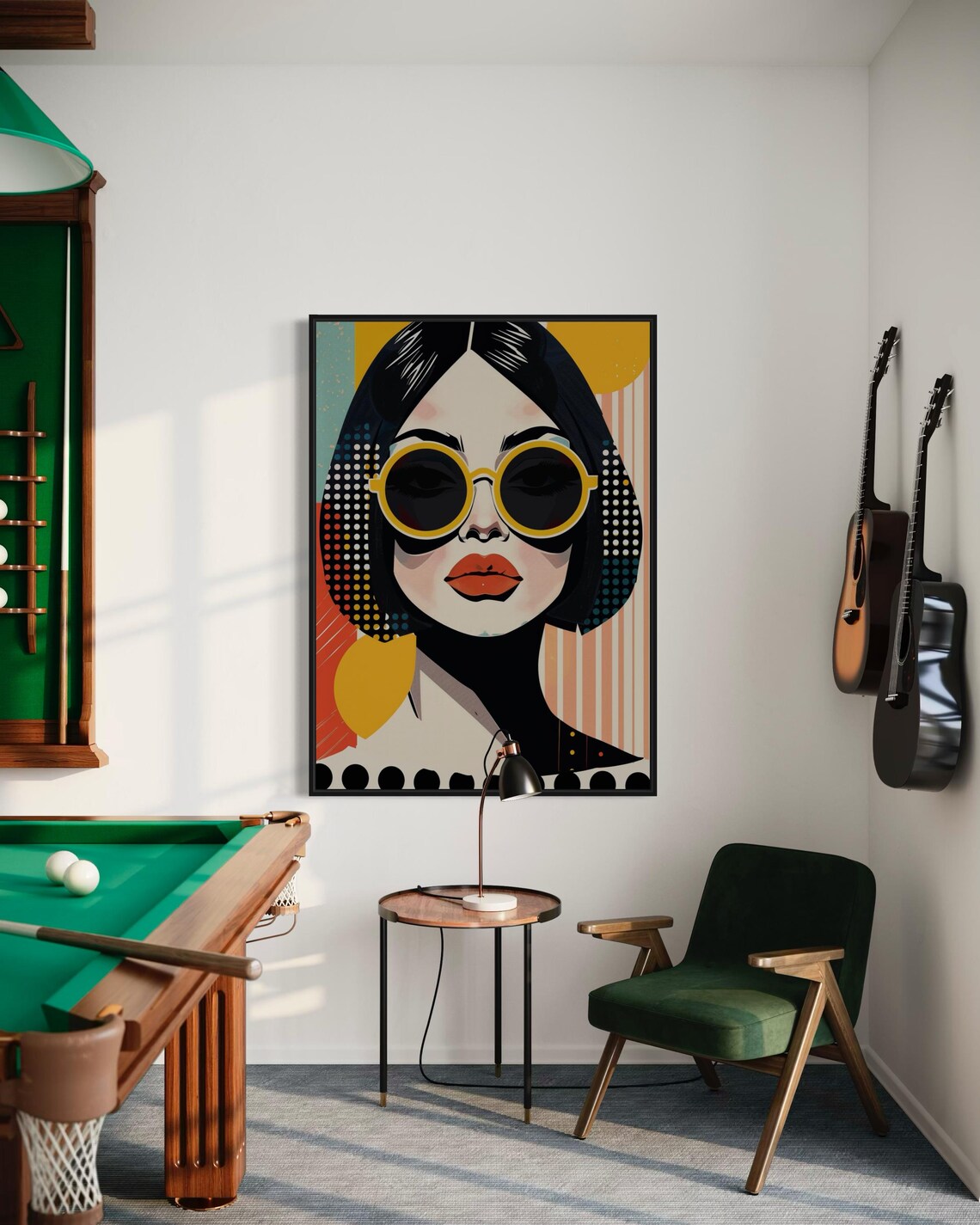 Retro Pop Art Woman Portrait Yellow Sunglasses Bold 70s Style Poster - Image 4