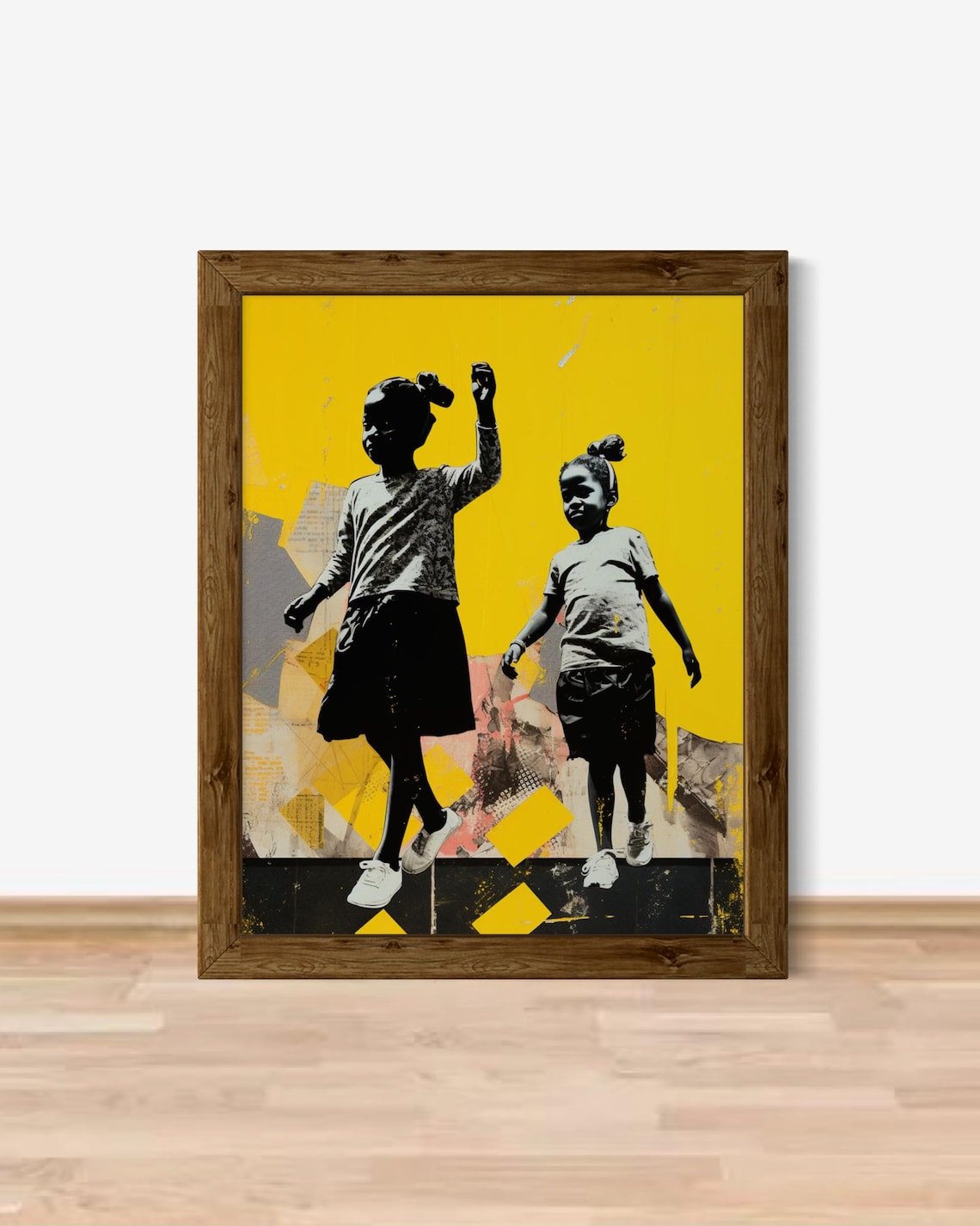 Sisterhood Black Girl Silhouette Art, Modern Nursery