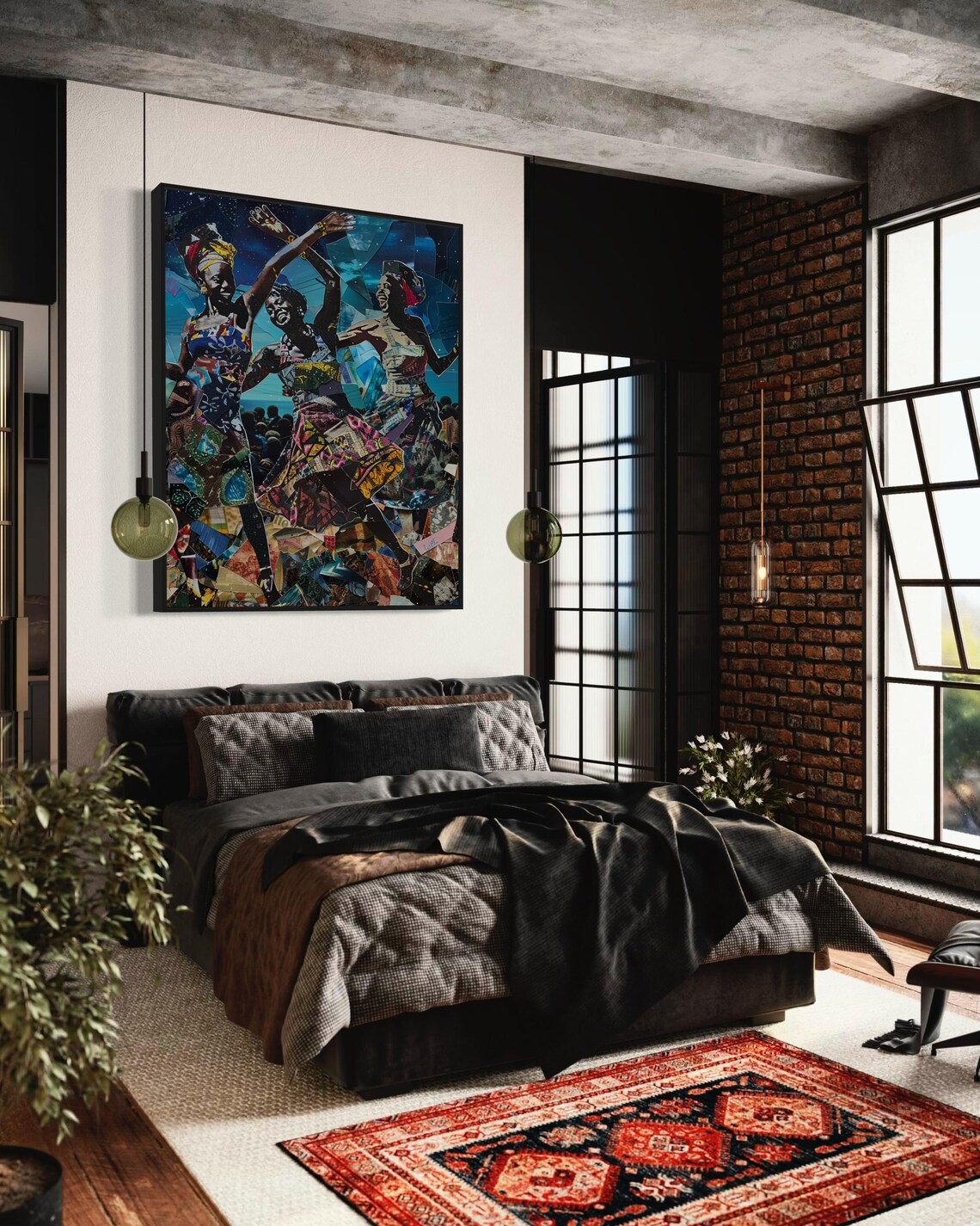 African Dance Art Collage, Cultural Wall Art Print