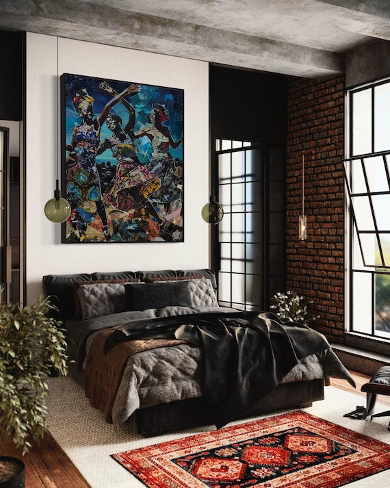 African Dance Art Collage, Cultural Wall Art Print