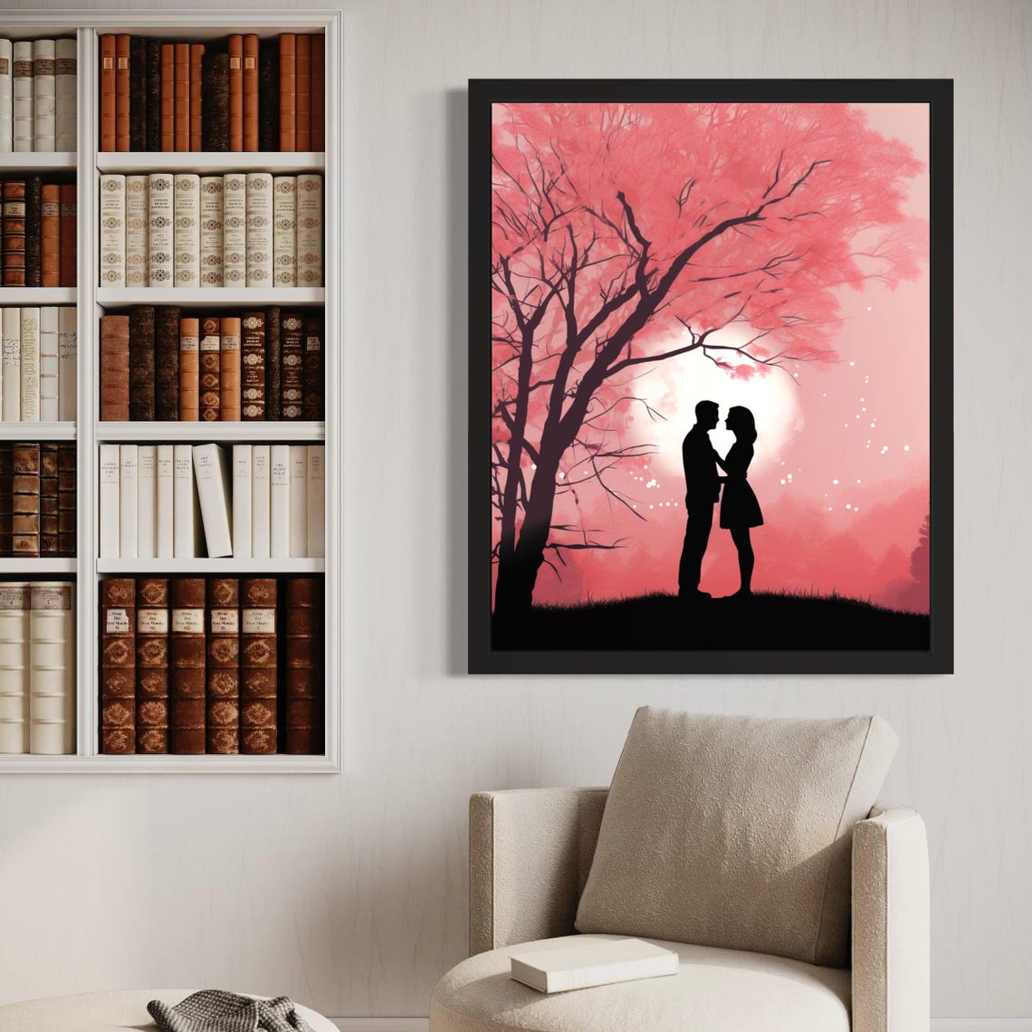 Cherry Blossom Couple Moonlight Romance Pink Dream Poster Home Decor - Image 5