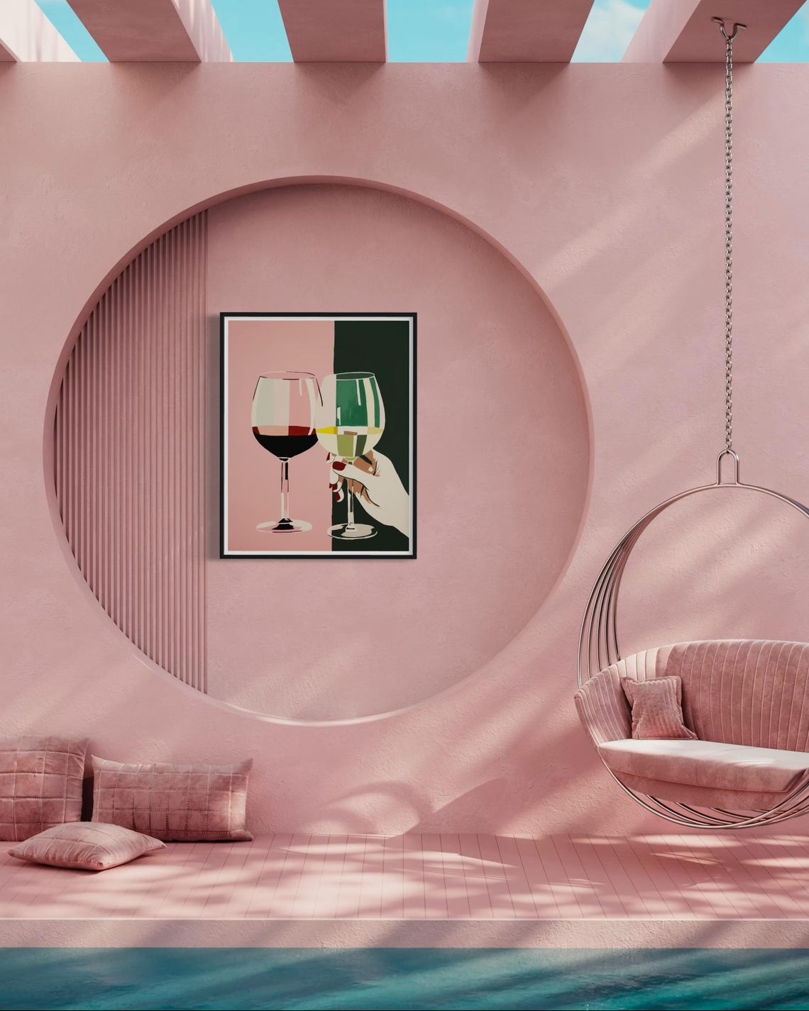 Red And White Wine Glasses Cheers Modern Chic Bar Kitchen Decor Poster - Image 2