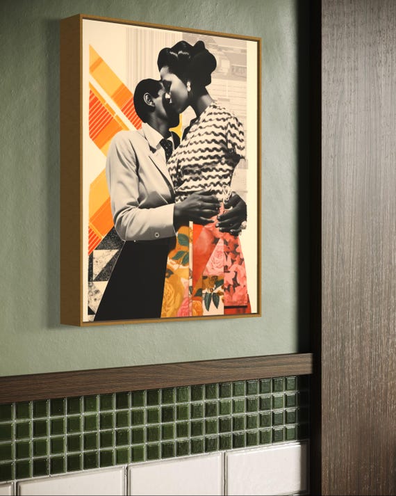 Romantic Vintage Collage Black Girl Art Print