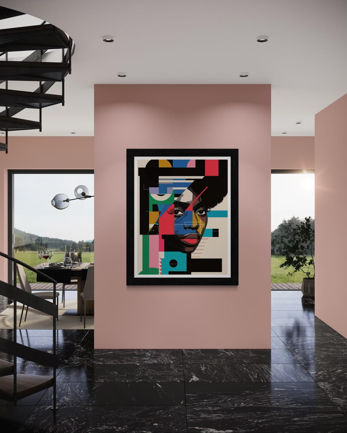 Minimalist Portrait Art Vibrant Geometric Afrocentric Design Modern Wall Art Instant For Home Decor - Image 7