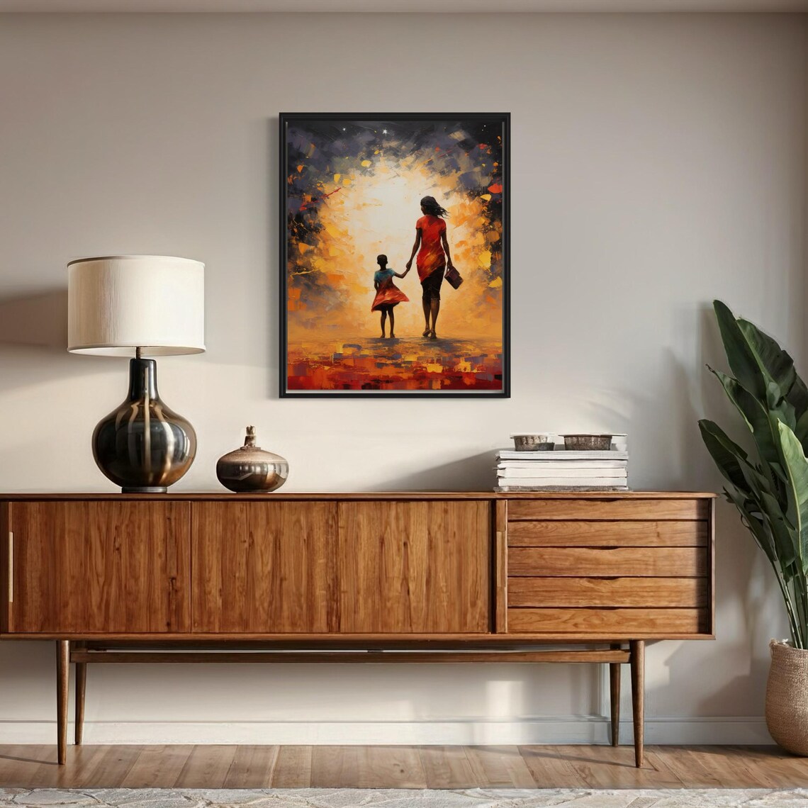 African Woman Art African Mother Child Print Abstract Mother And Daughter Art Sweet Mother Wall Decor Instant - Image 3