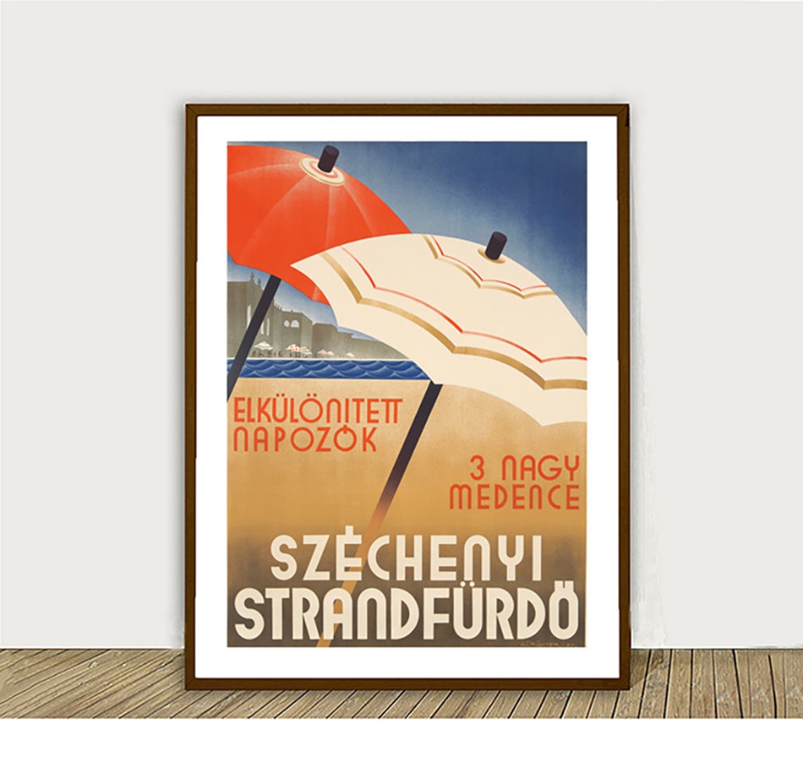 Szechenyi Strandfurdo Budapest Vintage Hungarian Bath Poster - Image 2