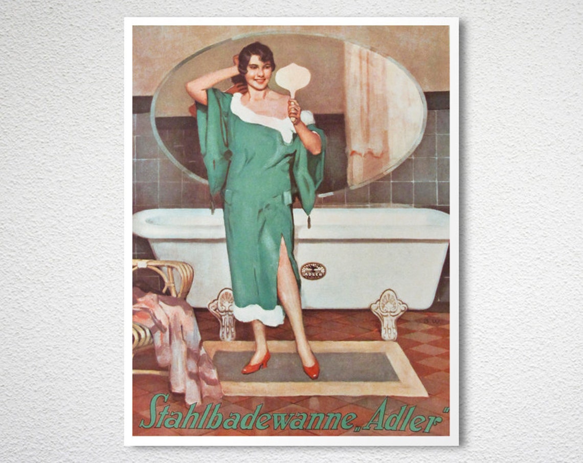 Stahlbadewanne Adler Vintage German Bath Ad Elegant Lady Poster - Image 2