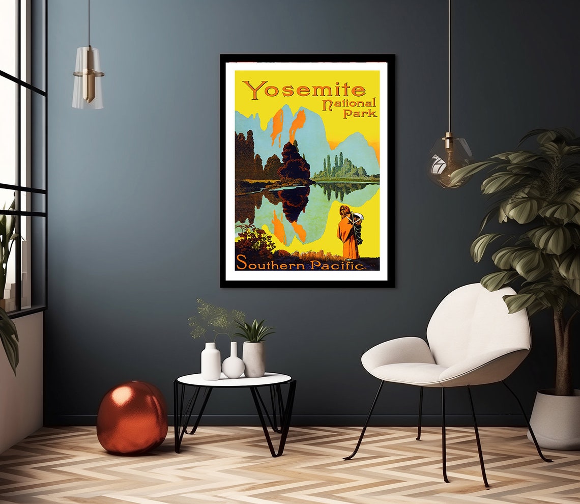 Yosemite National Park Southern Pacific Vintage Railroad Sunset Poster - Image 2