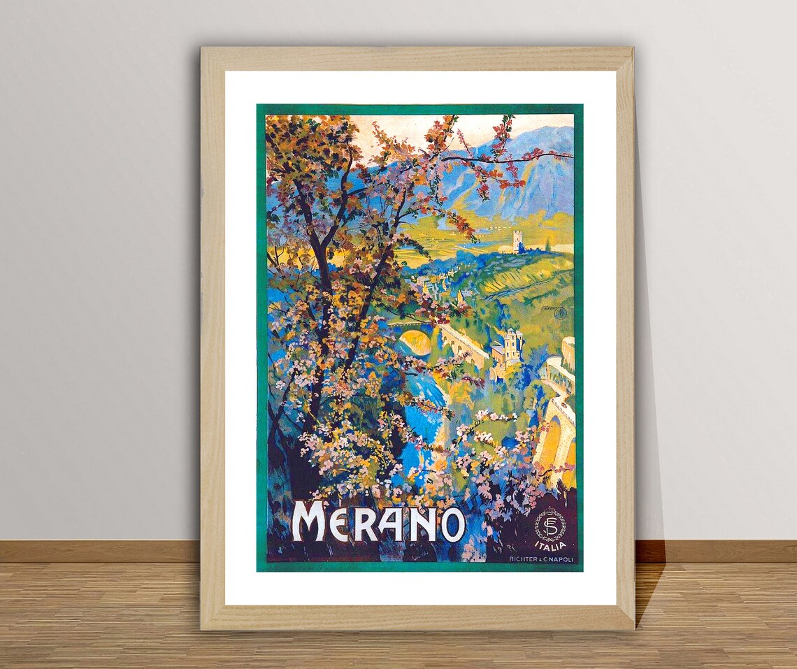 Merano Italy Vintage Travel Poster, Travel Poster
