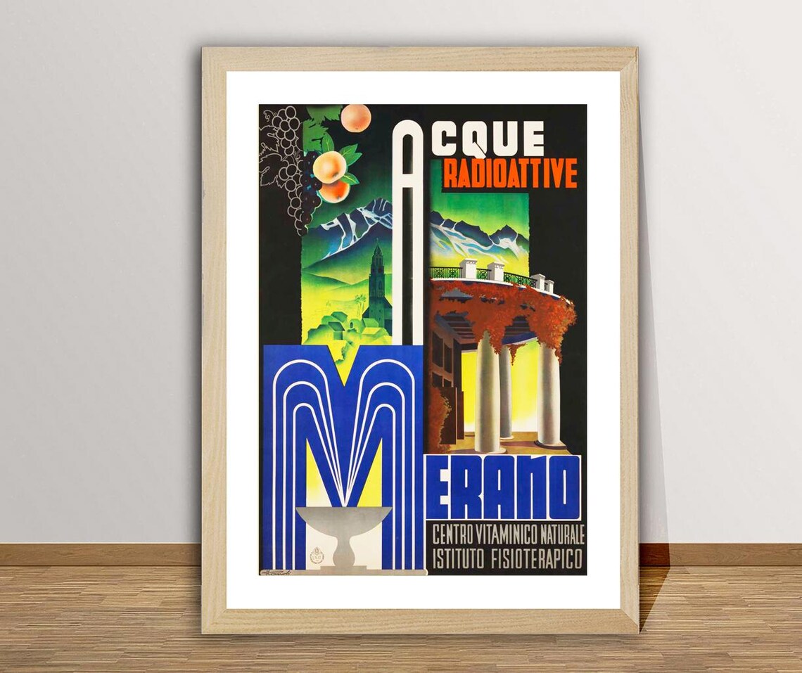 Merano Acque Radioattive Natural Vitamin Center Vintage Spa Poster