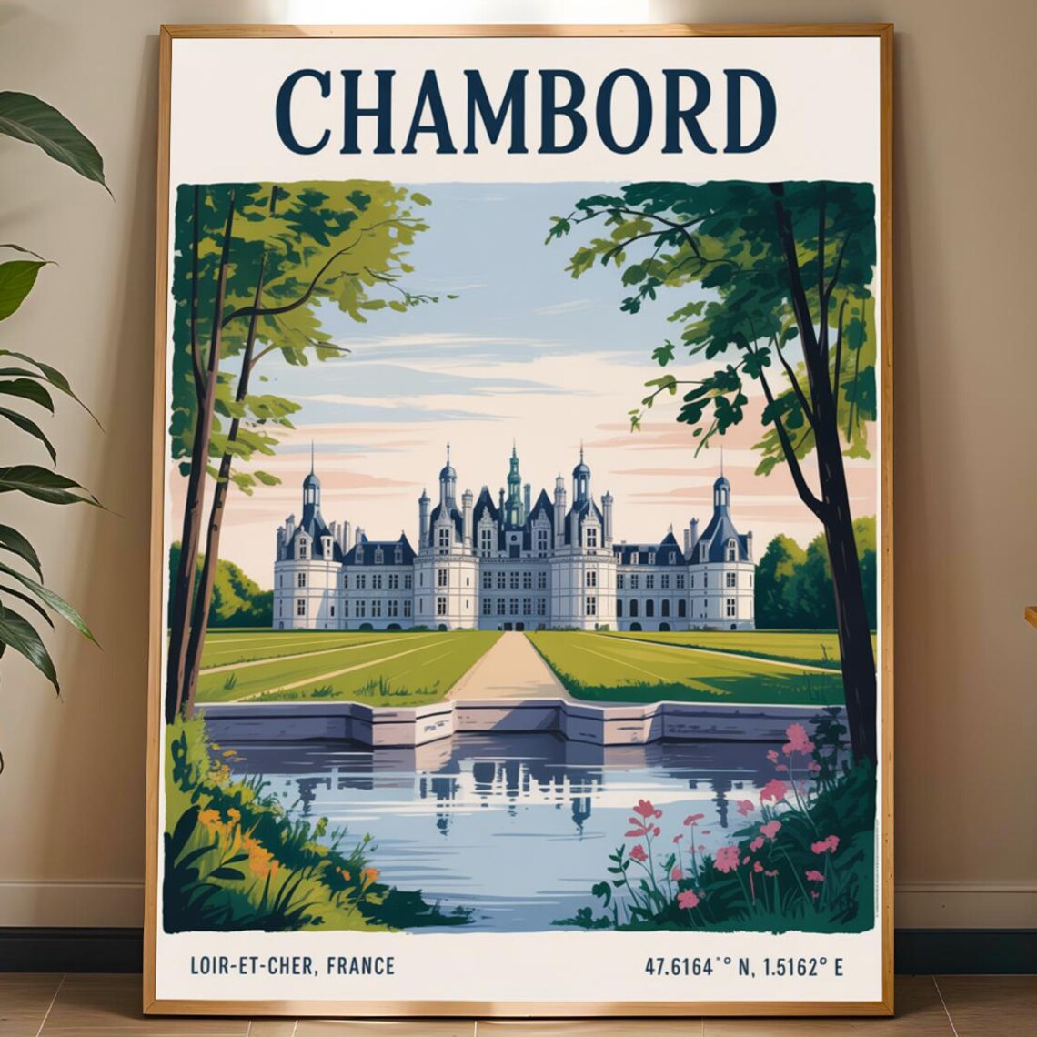 Chateau de Chambord Gardens Loir-et-Cher France Travel Poster