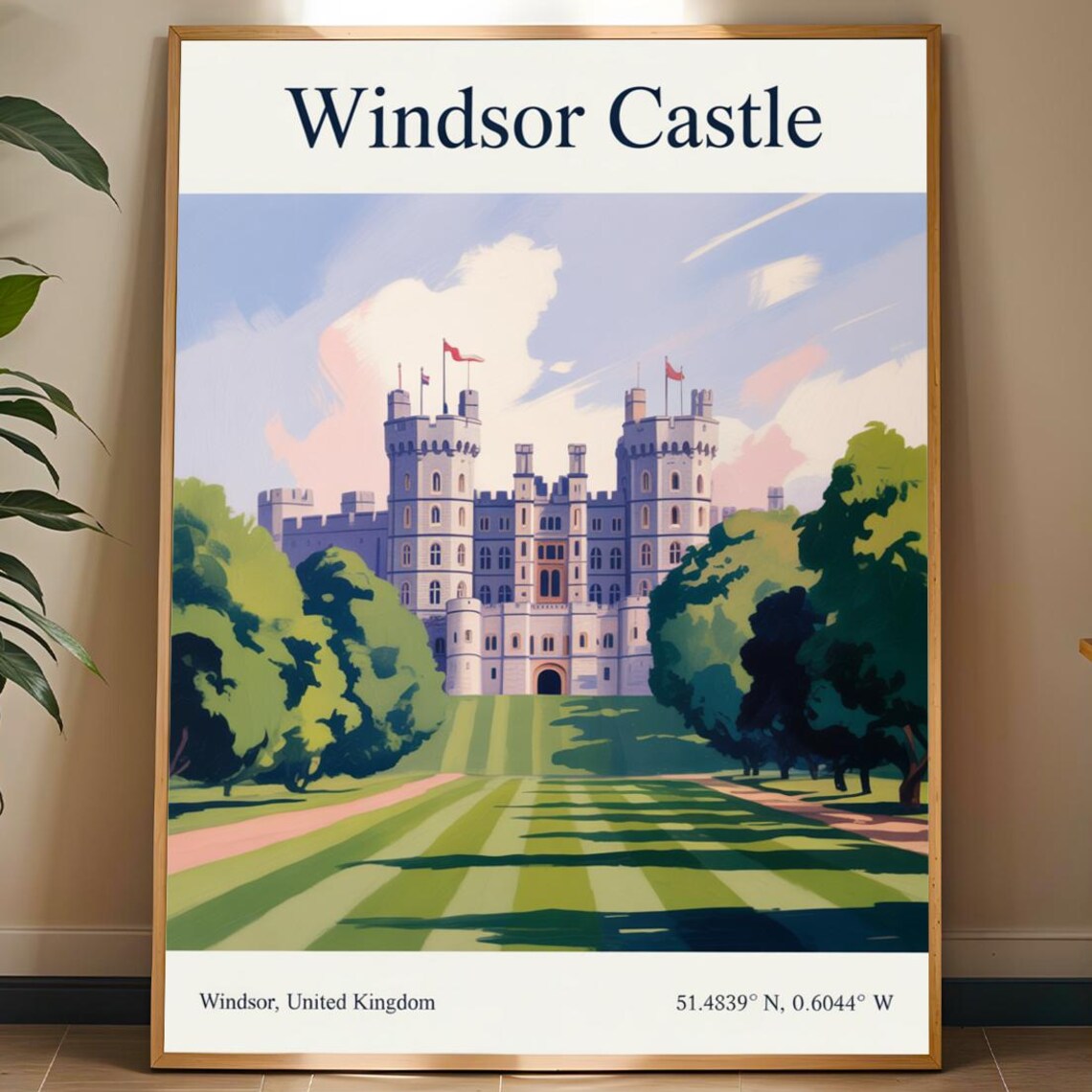 Windsor Castle England Royal Residence Green Lawn Travel Poster
