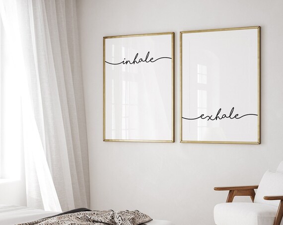Inhale Exhale Two Piece Yoga Meditation Bedroom Wall Decor Poster