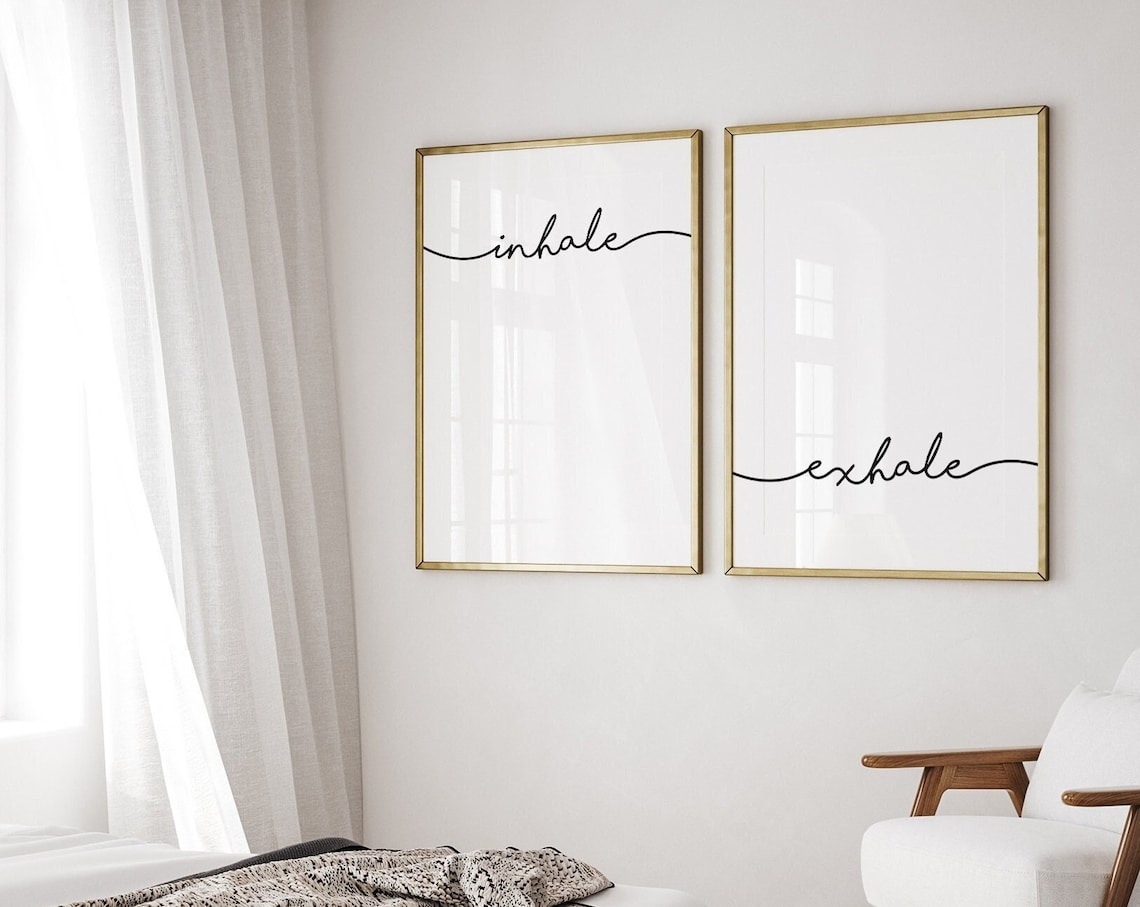 Inhale Exhale Two Piece Yoga Meditation Bedroom Wall Decor Poster