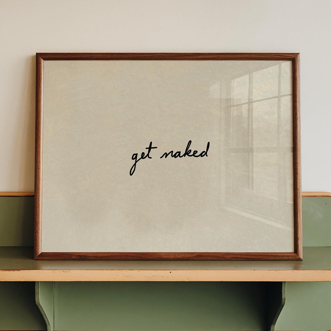 Get Naked Minimalist Handdrawn Script Typography Bathroom Decor Poster