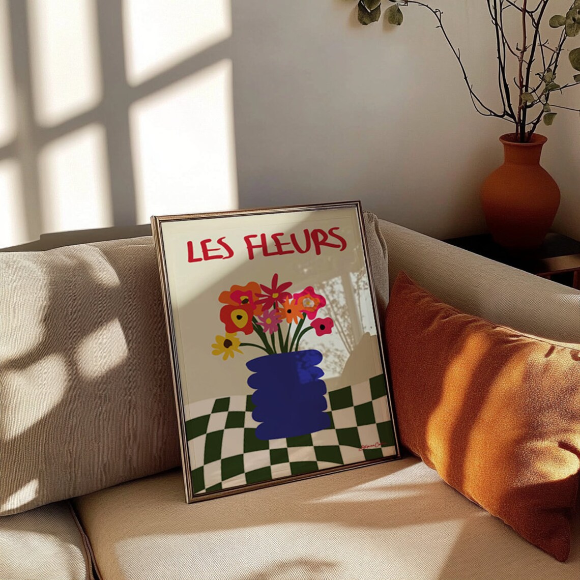 Les Fleurs Flower Market Poster, Retro Floral Print