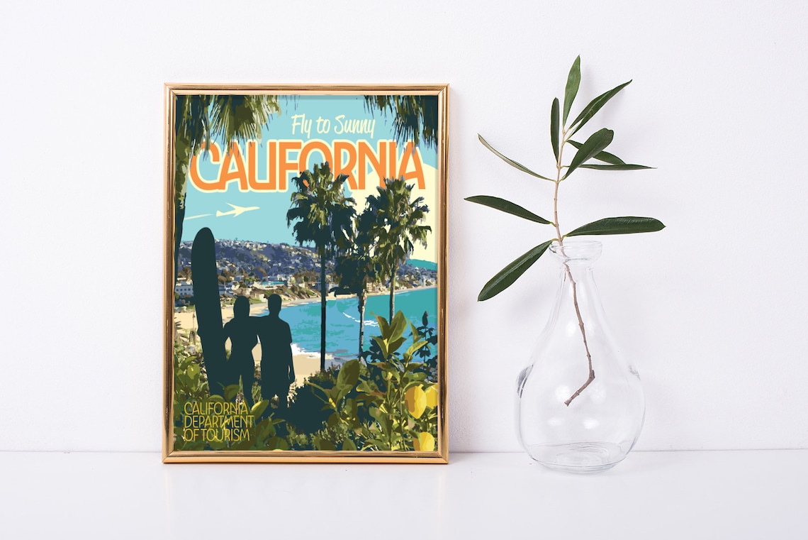 Beach Vintage Style Travel Poster, Travel Poster