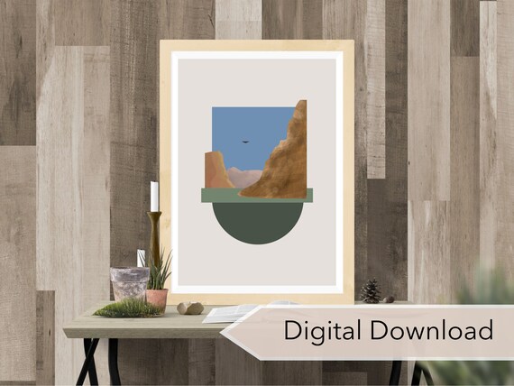 Zion National Park Canyon Cliffs Midcentury Modern Art Poster