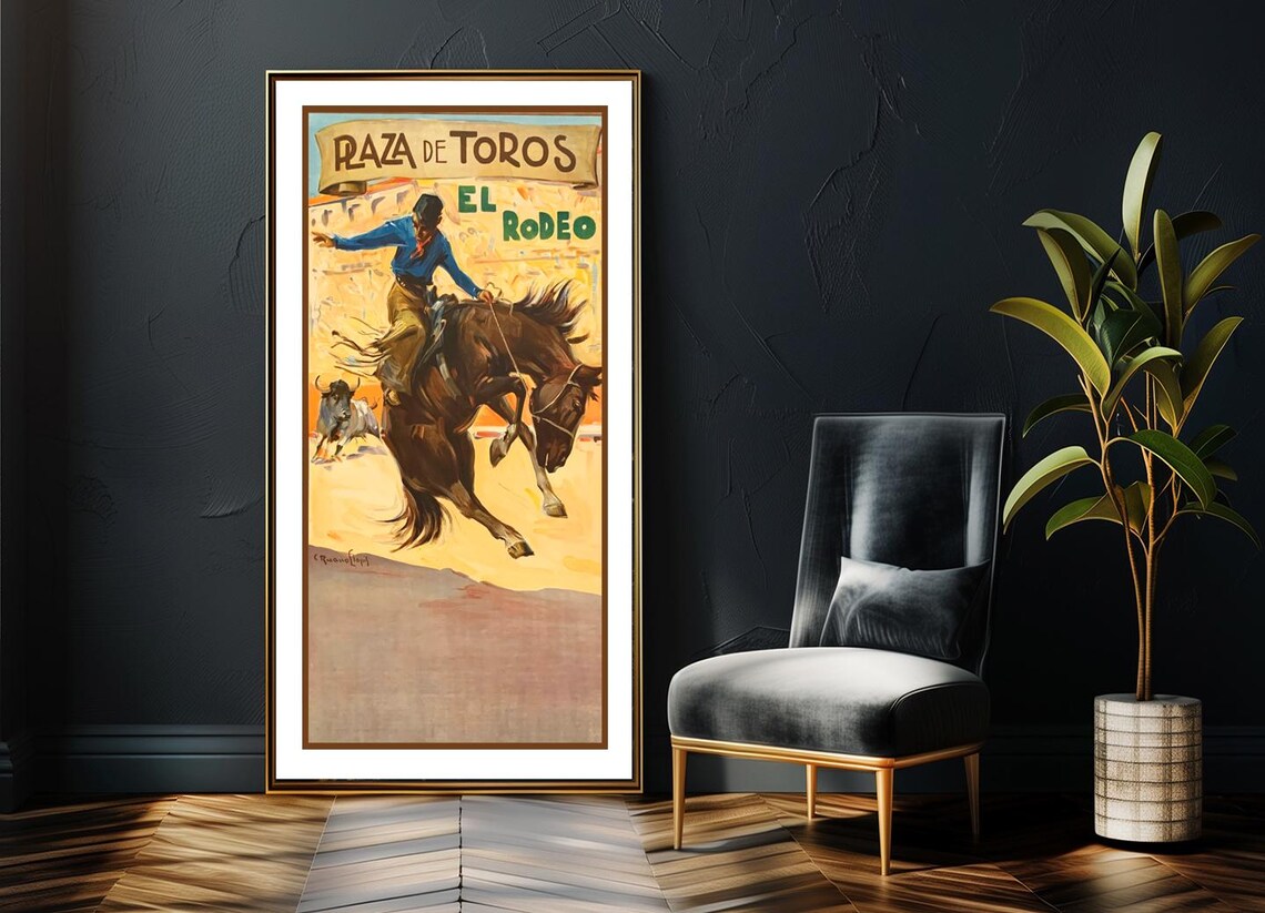Plaza de Toros El Rodeo Vintage Bucking Horse Bullring Poster - Image 2