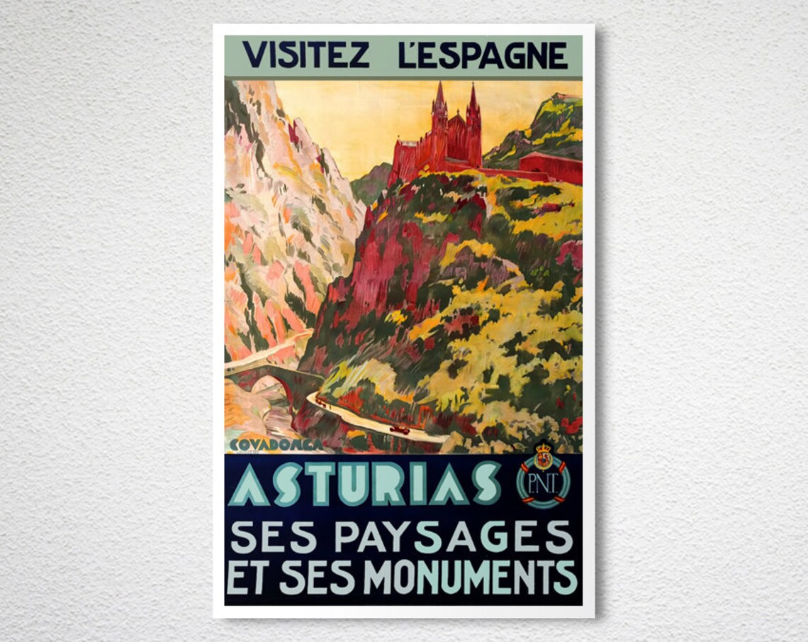 Asturias Sus Paisajes Y Sus Monumentos Vintage Travel Poster - Image 2