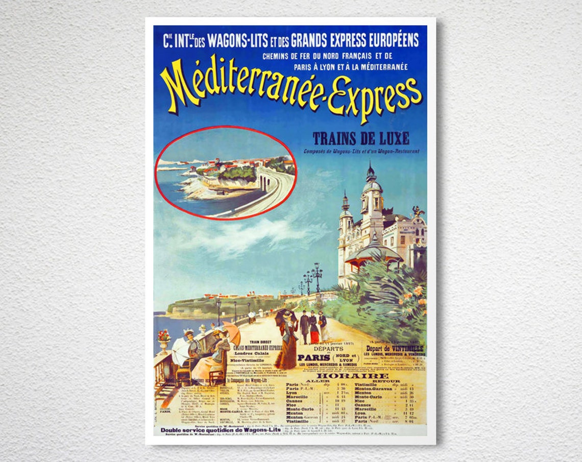 Mediterranee Express Luxury Trains Vintage French Railway Poster - Image 2