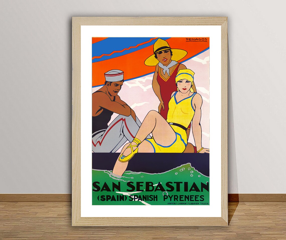 San Sebastian Spain Vintage Travel Poster Print