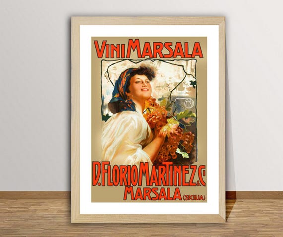 Vini Marsala Sicilia Vintage Fooddrink Poster Beverages Art Gift Idea Wall Decor