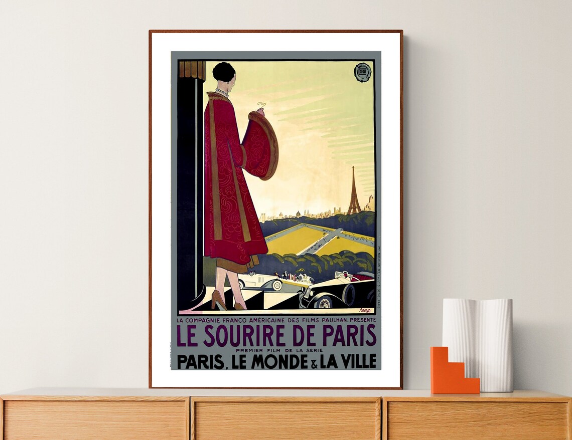 Le Sourire De Paris Vintage French Silent Film Poster Eiffel Art