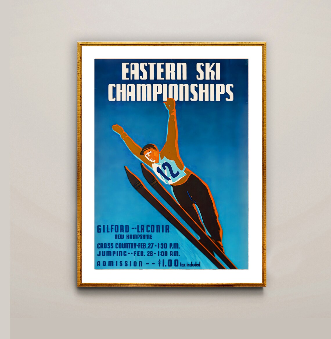 Eastern Ski Championships New Hampshire Ski Jump Vintage Sport Poster - Image 3