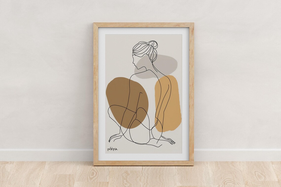 Abstract Woman Body Line, Minimalist Boho Art Print