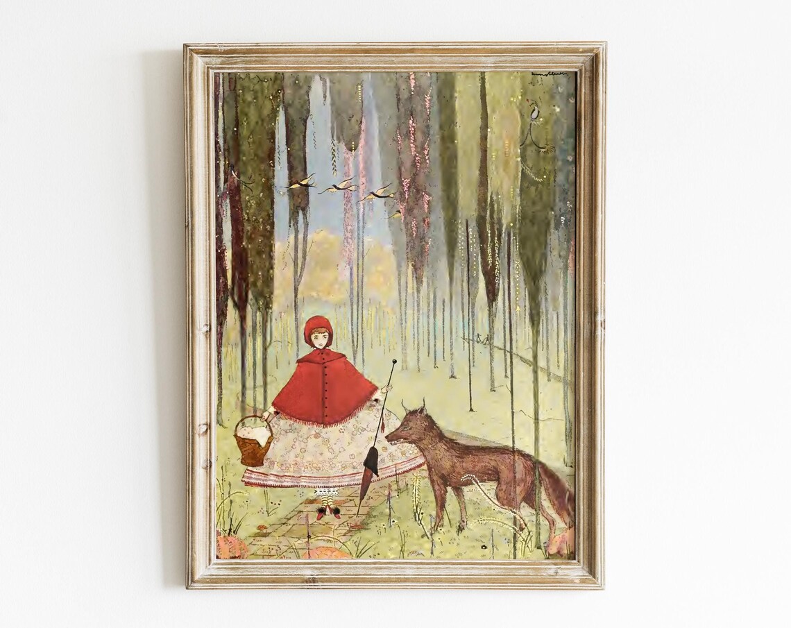 Vintage Little Red Riding Hood Nursery Art Print