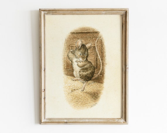 Original Beatrix Potter Dancing Mouse Illustration For Nursery Vintage Gift Art Childrens Book Fine Print