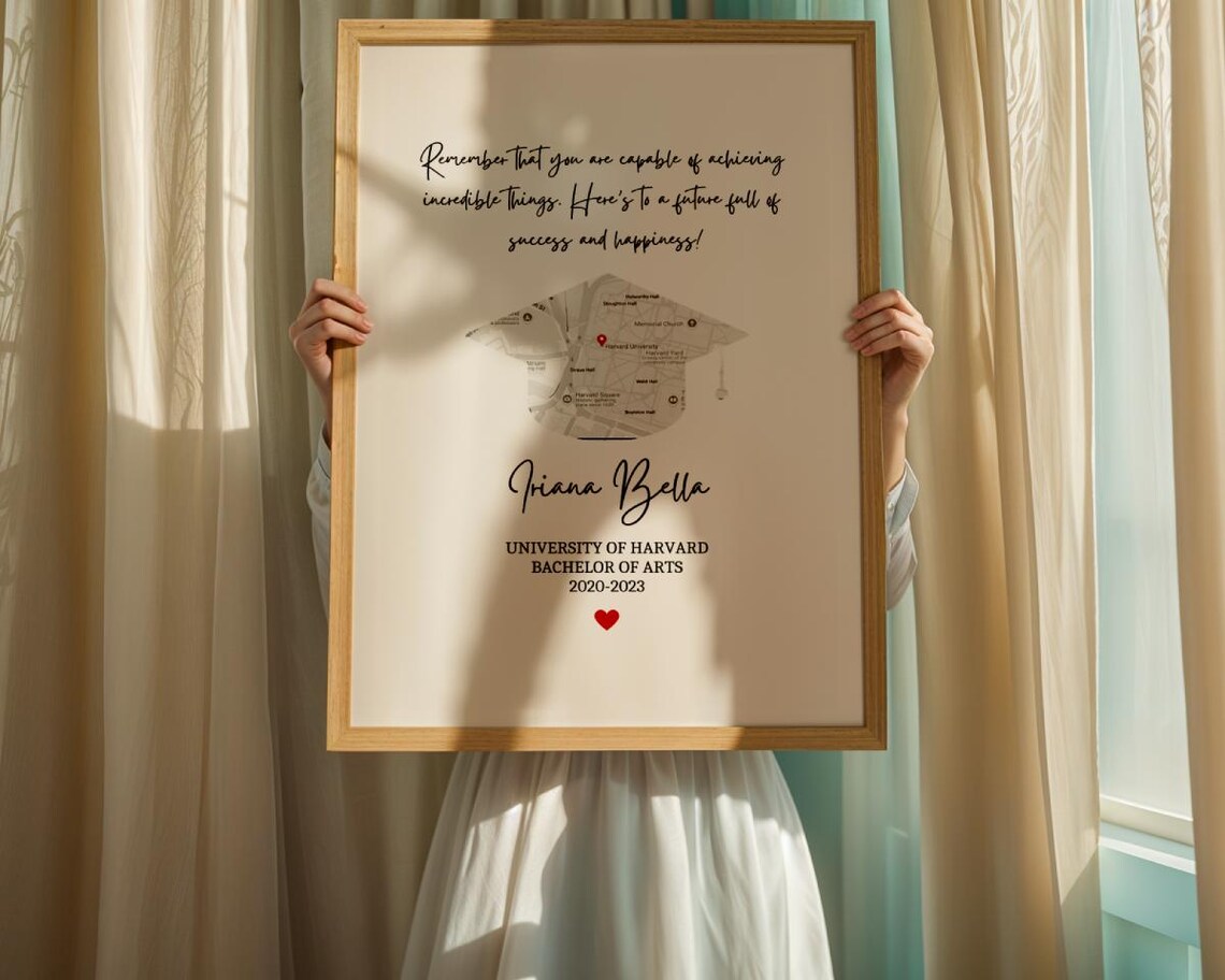 Personalized Graduation Map Cap Keepsake Graduation Gift Poster - Image 6