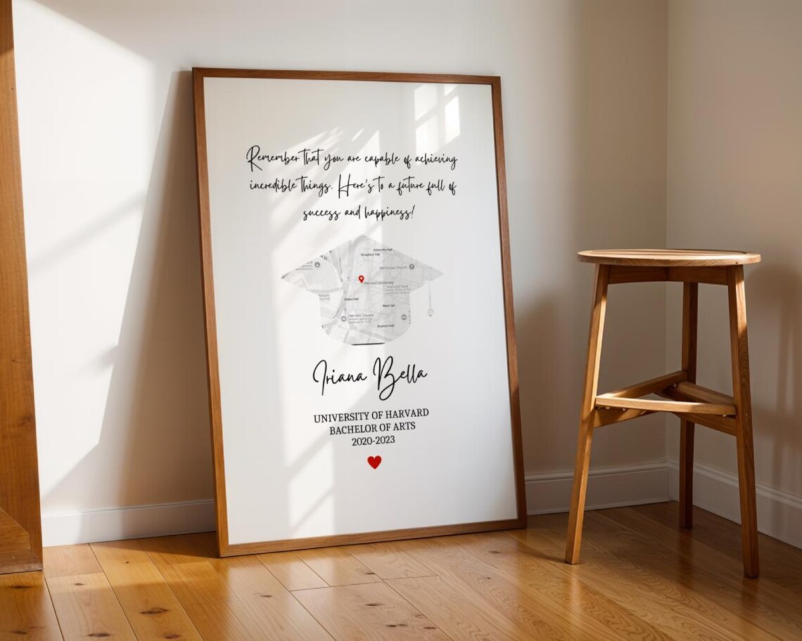 Personalized Graduation Map Cap Keepsake Graduation Gift Poster - Image 5