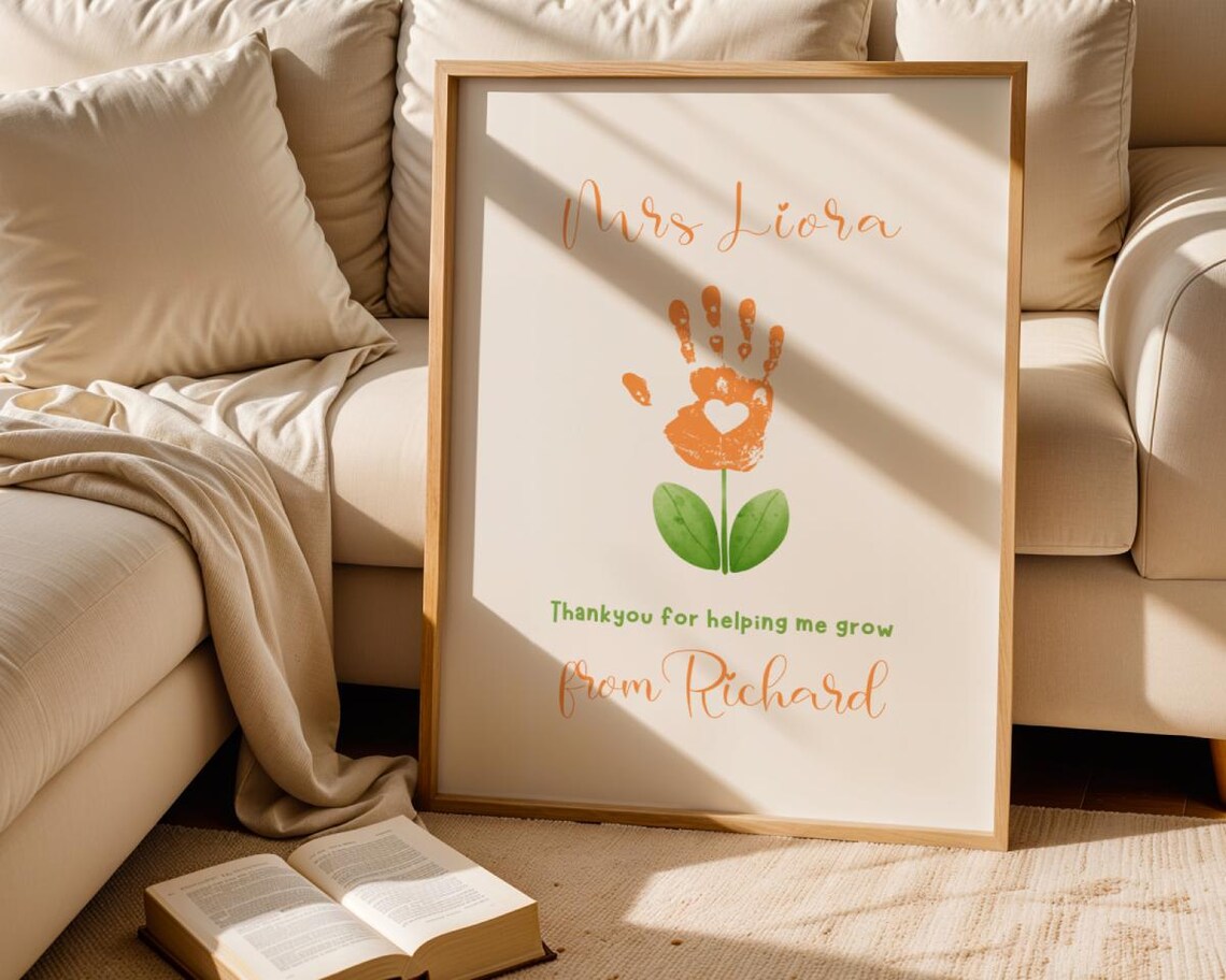 Teacher Appreciation Flower Hand Art Personalized Thank You Poster - Image 5