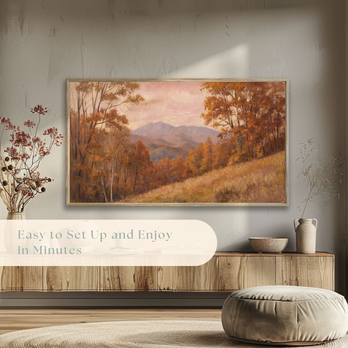 Distant Mountain Range Earthy Fall Colors Autumn Hillside Poster - Image 5